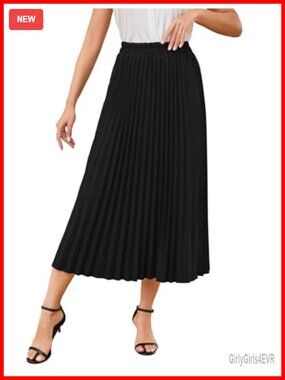 SweatyRocks Women's Pleated Long Skirt High Rise Casual Solid